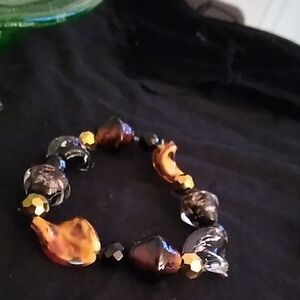 Source Unknown Black and Gold Artistic Bracelet